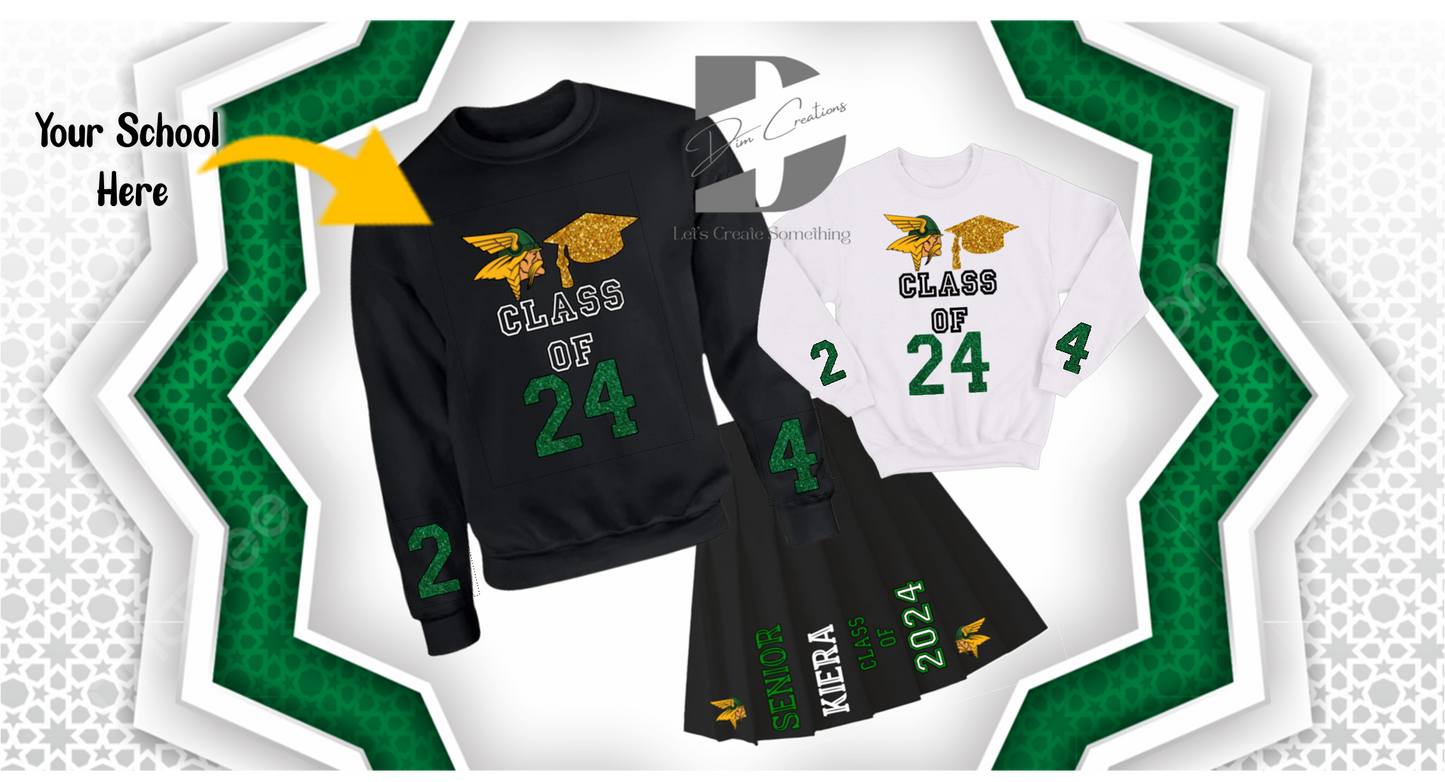 Custom Grad Sweatshirt and Tennis Skirt Set