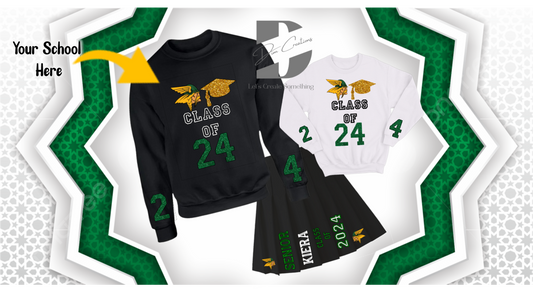 Custom Grad Sweatshirt and Tennis Skirt Set
